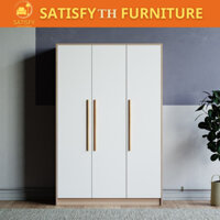 [FREESHIP TPHCM]Tủ quần áo gỗ công nghiệp SATISFY 3 cánh cửa mở kèm ngăn gỗ MDF melamine STF345