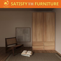 [FREESHIP TPHCM]Tủ quần áo gỗ công nghiệp 2 cánh SATISFY hiện đại gỗ MDF melamine