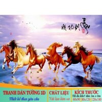 Freeship Tranh dán tường Mã đáo thành công -  DECAL, VẢI LỤA  phủ kim sa (kích thước theo yêu cầu)