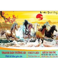 Freeship Tranh dán tường Mã đáo thành công - DECAL,  VẢI LỤA  phủ kim sa (kích thước theo yêu cầu)