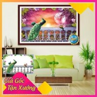 FreeShip từ 250K-Tranh đính đá Đôi chim khổng tước Y8194 KT: 60x90cm