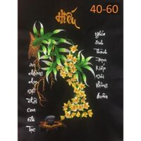 FreeShip từ 250K-Tranh thêu vi tínhTHƯ PHÁP CHỮ HIẾU HOA PHONG LAN MÀU VÀNG KT: 40X60CM