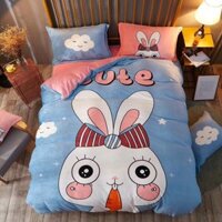 FREESHIP TỪ 99K _ SALE Trọn Bộ Chăn Ga Gối Nỉ 3D Cao Cấp Gia Đình Mèo Loại 1