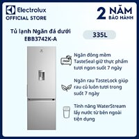 [Freeship] Tủ lạnh Electrolux Inverter ngăn đá dưới có ngăn đông mềm 335 lít - EBB3742K-A - Lấy nước từ bên ngoài tiện dụng, khử mùi diệt khuẩn, ngăn đá xoay tiện dụng [Hàng chính hãng]