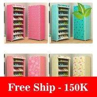 Freeship Tủ vải đựng giày dép 7 tầng