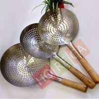 [Freeship] Vá xào inox cán gỗ Ø24/26/28/30cm - Vợt xương inox cán gỗ , chuyên dùng cho bếp nhà hàng