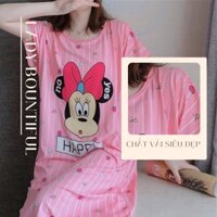 🌸Freeship🌸 Váy ngủ nữ cộc tay đầm ngủ dáng suông chất cotton mềm mát họa tiết cute dễ thương mặc nhà   Q089