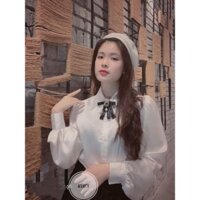 [Freeship Xả kho]  Áo sơ mi LỤA TRẮNG TAY BỒNG thời trang, duyên dáng VAV