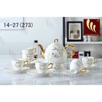 [FreeShip – Xả kho cắt lỗ sập sàn] (hàng cao cấp) bộ ấm chén sứ họa tiết nổi hàn quốc 14 chi tiết