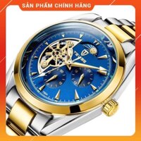 [FreeShip – Xả kho] Đồng hồ cơ nam Tevise 795A chạy full kim dây kim loại (Mặt xanh)