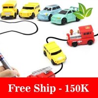 Freeship Xe mô hình ma thuật chạy theo nét vẽ bút dạ đen-xe tự chạy theo nét bút vẽ màu đe