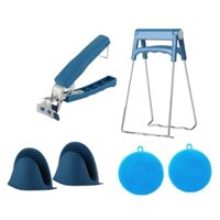 [FREESHIP❤️]Bộ Dụng Cụ Kẹp Gắp Đồ Nóng Thức Ăn Đa Năng Inox Chống Bỏng Kèm Găng Tay, Miếng Lót Nồi Silicon