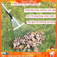 🌸FREESHIP🌸Cây Cào Cỏ, Chổi Thép Cào Lá Làm Vườn Gấp Gọn Có 15 Răng Đa Năng, Có Thể Điều Chỉnh Cao Thấp Và Độ Rộng Răng