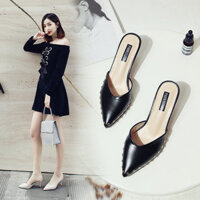 【FREESHIP】Dép sục cao gót nữ mũi nhọn đính đinh tán sành điệu BMT004 (Đen)                          - 30323555                                                       Yêu thích