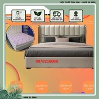 {Freeship}Giường bọc da cao cấp viền inox 1m6-1m8 (có ảnh thật)+ Tặng 1 nệm foam Classic - giường ngủ viền inox