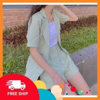 [FREESHIP_Hàng Auth] [XẢ KHO - FREESHIP] SSU. Set vest xanh 3 món quần đùi