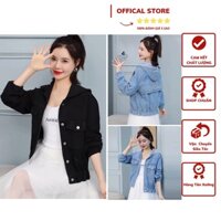 [FREESHIP,HÀNG THIẾT KẾ CHUẨN SHOP]Áo Khoác Jean Nữ Thêu Chữ Nón Trùm Rộng, Tay Bo Thun Thời Trang