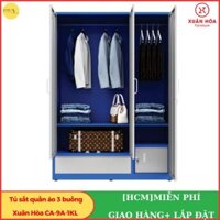 [FREESHIPHCM] Tủ sắt quần áo 3 buồng Xuân Hòa CA-9A-1KL màu xanh trắng