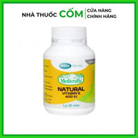 (FREESHIP_HN) Viên uống Vitamin E thiên nhiên, làm đẹp da - MEDICRAFTS NATURAL VITAMIN E 400 IU Mega We Care - Chai 30 v