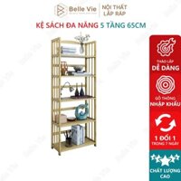 💖FREESHIP💖Kệ Sách 5 Tầng Kệ Gỗ Decor Lắp Ráp Đơn Giản Dễ Dàng Bookshelf 5F Natural x 65Cm