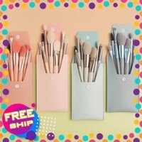 [FreeShipMax] Bộ Cọ Trang Điểm 8 Cây Kèm Bao Da Sang Chảnh
