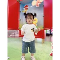 ⚡Freeship⚡Set áo cotton + quần Jean mickey HM bé trai bé gái size 1-6T