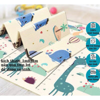 FREESHIPThảm xốp xpe trải sàn cho bé, chiếu gấp gọn 2 mặt, tấm lót chống thấm cho bé tập bò kích thước 1m8x2m