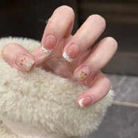 French Floral Tulip Bow White Lace Cat Eye Simple Ins Style Handmade Wear Nail Manicure 5Mwg