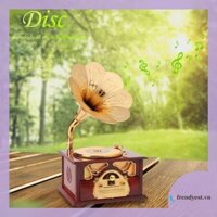 [Frendyest.vn] Hộp Nhạc Máy Hát Đĩa Sáng Tạo Hộp Nhạc Gỗ Vintage Cho Sinh Nhật Quà Tặng Giáng Sinh