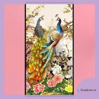 [Frendyest.vn] Tranh kim cương tròn đầy đủ DIY Hình chim đậu vàng Thủ công bằng kim cương giả