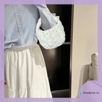 [Frendyest.vn] Túi đeo vai có đệm nhung nữ Túi xách xếp nếp bong bóng Túi Hobo để đi làm du lịch