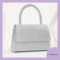 [Frendyest.vn] Túi xách nữ thời trang dạ hội lấp lánh Túi xách nữ Túi hẹn hò (Bạc)