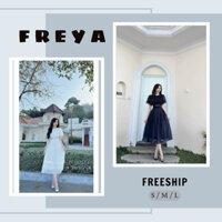 🛍FREYA SHOP🛍 🛍Đầm Váy Nữ🛍 Đầm thời trang nữ QC chất voan tơ ánh kim có mút ngực tay cánh dơi cổ tròn trắng đen, váy