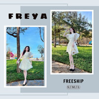 🛍FREYA SHOP🛍 🛍Đầm Váy Nữ🛍 Đầm thời trang nữ mặc đi chơi chất voan tơ cánh dơi đính cườm eo váy xoè