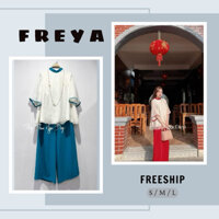 🛍FREYA SHOP🛍 🛍Set Bộ Nữ🛍  Sét bộ Lam chùa mẫu mới nhất thời trang nữ áo chất VOAN TƠ 2 lớp cổ lọ cao tay lỡ rộng viề