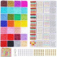 Friendship Bracelet Making Kit – 2 Box Seed Beads Set – DIY Jewelry Making Set– Includes 28 Colors of Glass Beads, Letter Beads, Gold Spacers, and String…