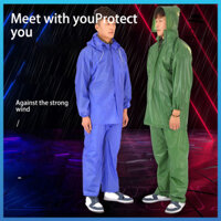 Frolada 2 Cái / bộ Áo Mưa Bộ Áo Khoác Chống Thấm Nước Màu Trơn Dày Chống Bắn Nút Làm Việc Ngoài Trời Chống Rò Rỉ Đi Bộ Đường Dài Du Lịch Bộ Đồ Mưa Quần Áo Ngoài Trời