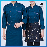 Frolada Chef Top Màu Trơn Túi Dài Tay Nhẹ Hai ngực Nấu Đứng Cổ Plus Kích Thước Tay Dài Nấu Đồng Nhất Quần Áo Người Lớn