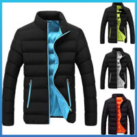 Frolada Dây Kéo Túi Dài Tay Nam Áo Dây Kéo Đóng Cửa Màu Trơn Cổ Áo Puffer Áo Khoác Ngoài