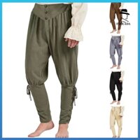 Frolada Nam Quần Thời Trung Cổ Cướp Biển Dây Đeo Mắt Cá Chân Dây Đeo Co Giãn Eo Xếp Ly Rời Màu Trơn Crop Quần Cosplay Hiệu Suất Trang Phục