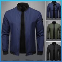 Frolada Thu Đông Nam Áo Khoác Đứng Cổ Zip-up Bề Mặt Mịn Màu Plus Kích Thước Rời Mỏng Có Túi Cha Kinh Doanh Du Lịch Áo Khoác Người Trung Niên Áo Khoác Ngoài