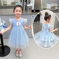 Frozen Elsa Váy Công Chúa Mùa Hè Mới Bé Gái Đầm Trẻ Em Cánh Bay Tay Đảng Frock