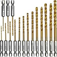 Fsfo _ 16 chiếc Bộ mũi khoan phủ titan bằng thép tốc độ cao HSS 1 / 4 Chuôi lục giác 1,5-6,5mm