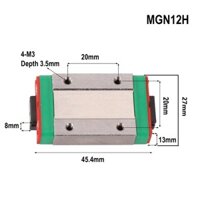 Fsfo _ MGN12H Khối vận chuyển Khối đường sắt tuyến tính Khối dài cho Hướng dẫn đường sắt tuyến tính MGN12