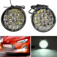 Fsh 2 Chiếc 12V 18LED Xe Ô Tô Đèn Sương Mù Lái Xe Tròn DRL Đèn Chạy Ban Ngày