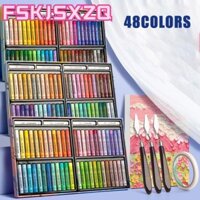 FSKJSXZQ Bút chì màu 24 / 36 / 48 màu, Macaron với bộ dụng cụ Bút chì siêu mềm, Que vẽ tranh sơn dầu cổ điển đa năng Morandi