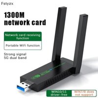 Fstyzx USB 3.0 WiFi Adapter 1300Mbps Card Mạng Băng tần kép 2.4G / 5GHz 4.2 Bộ phát không dây cho máy tính để bàn Máy tính xách tay PC VN