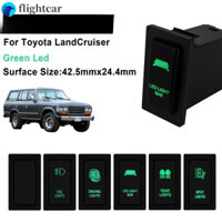 (Ft) 12V Đèn Led phía sau màu xanh lá cây FOG DRIVING LIGHTS BAR Công tắc đẩy ô tô cho TOYOTA Prado 90 95 LandCruiser Nút phụ kiện thay thế