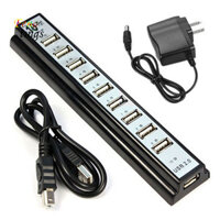[Ft] Bộ chia Hub USB 20 tốc độ cao 10 cổng + Bộ chuyển đổi nguồn US cho máy tính xách tay PC