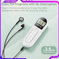 Fts Mini Pocket Clip Đài FM có màn hình LCD có đèn nền và tai nghe 3,5 mm Tần số có thể điều chỉnh Bộ lọc DSP Chip Radio